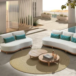Gescova Gartenstuhl Mezzaluna - Teakholz mit Olefinkissen - 190x98x69 cm -