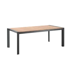 Gescova Gartentisch Braga - Aluminium Schwarz mit Teakholz 202x100cm