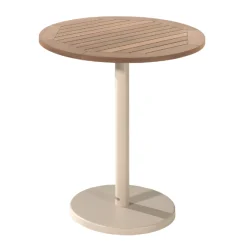 Gescova Gartentisch Cardiff - Aluminium, Teak - Ø70x75cm - Beige/Teak