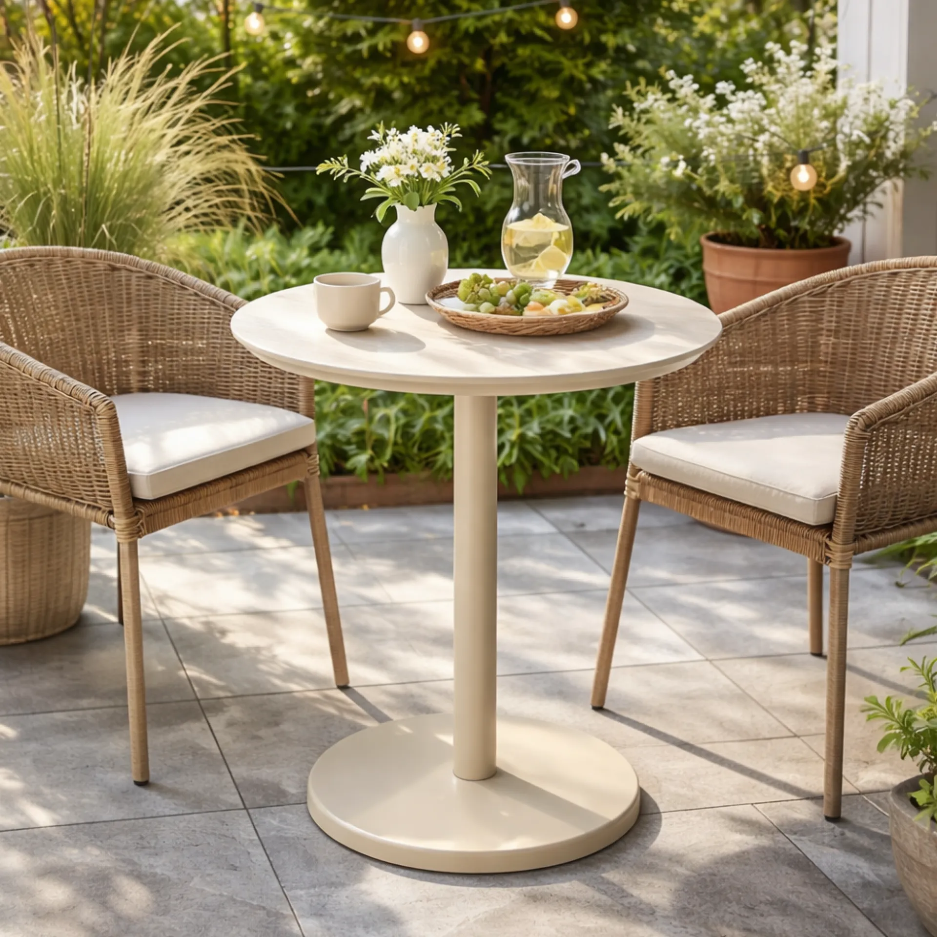Gescova Gartentisch Cardiff - Aluminium & Keramik - Ø70x75cm - /Travertin