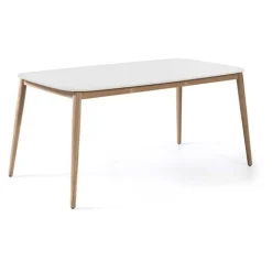 Gescova Gartentisch Helsinki - Duranite Platte, Teak Beine - 213x100 cm - Weiß
