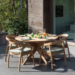 Gescova Gartentisch Java - Ø135cm - massives Teakholz -