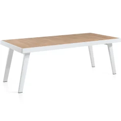 Gescova Gartentisch Korsika - Aluminium Weiß & Teakholz 220x90cm