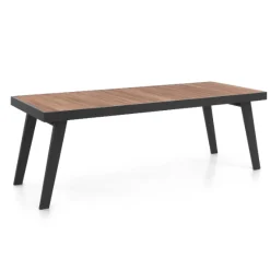 Gescova Gartentisch Korsika - Aluminiumgestell und Teakholzplatte - 220x90 cm - schwarz/teak