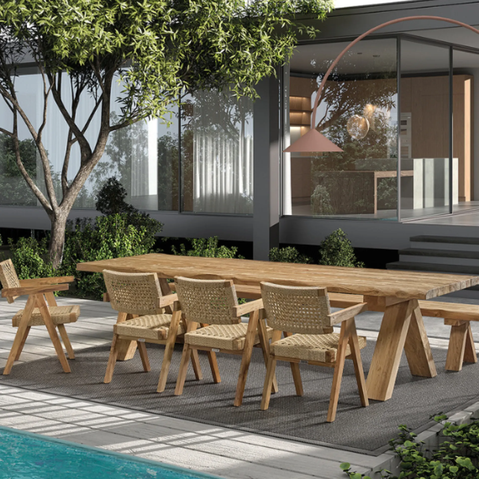 Gescova Gartentisch Longford - recyceltes Teakholz - 300x100x77 cm -