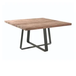 Gescova Gartentisch Margarite - Teakholz und schwarzes Eisengestell - 80x80cm -