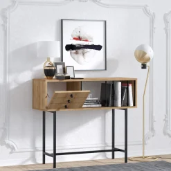 Emob Gemütliches und stilvolles Sideboard aus schwarzer Eiche | 100% Melaminbeschichtung | 100x35x85cm