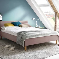 Gepolstertes Doppelbett Amber - altrosa