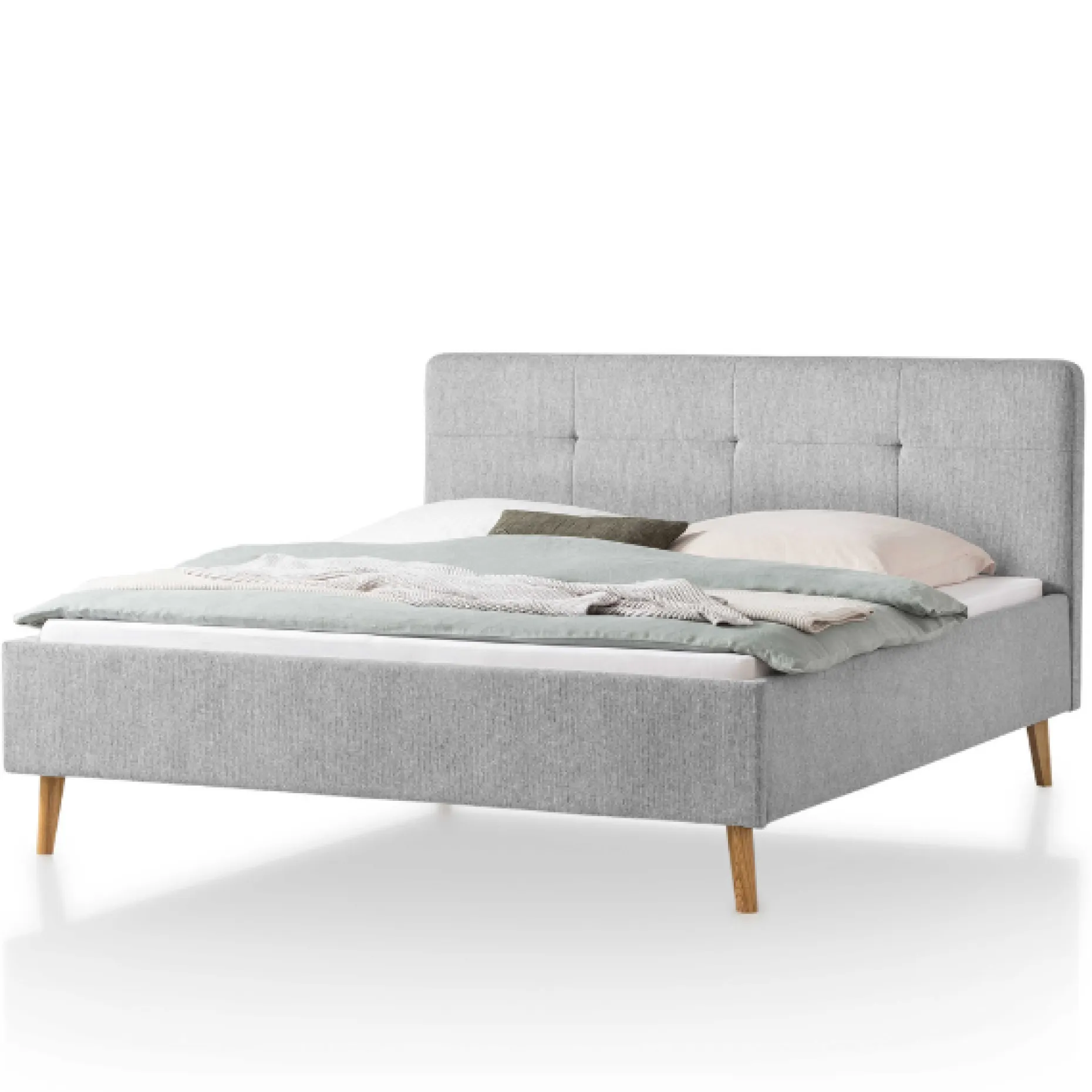 Gepolstertes Doppelbett Nils 180x200cm - grau