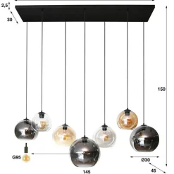 Emob GlennHängeleuchte -Chrom/Amber/Lichtgrau