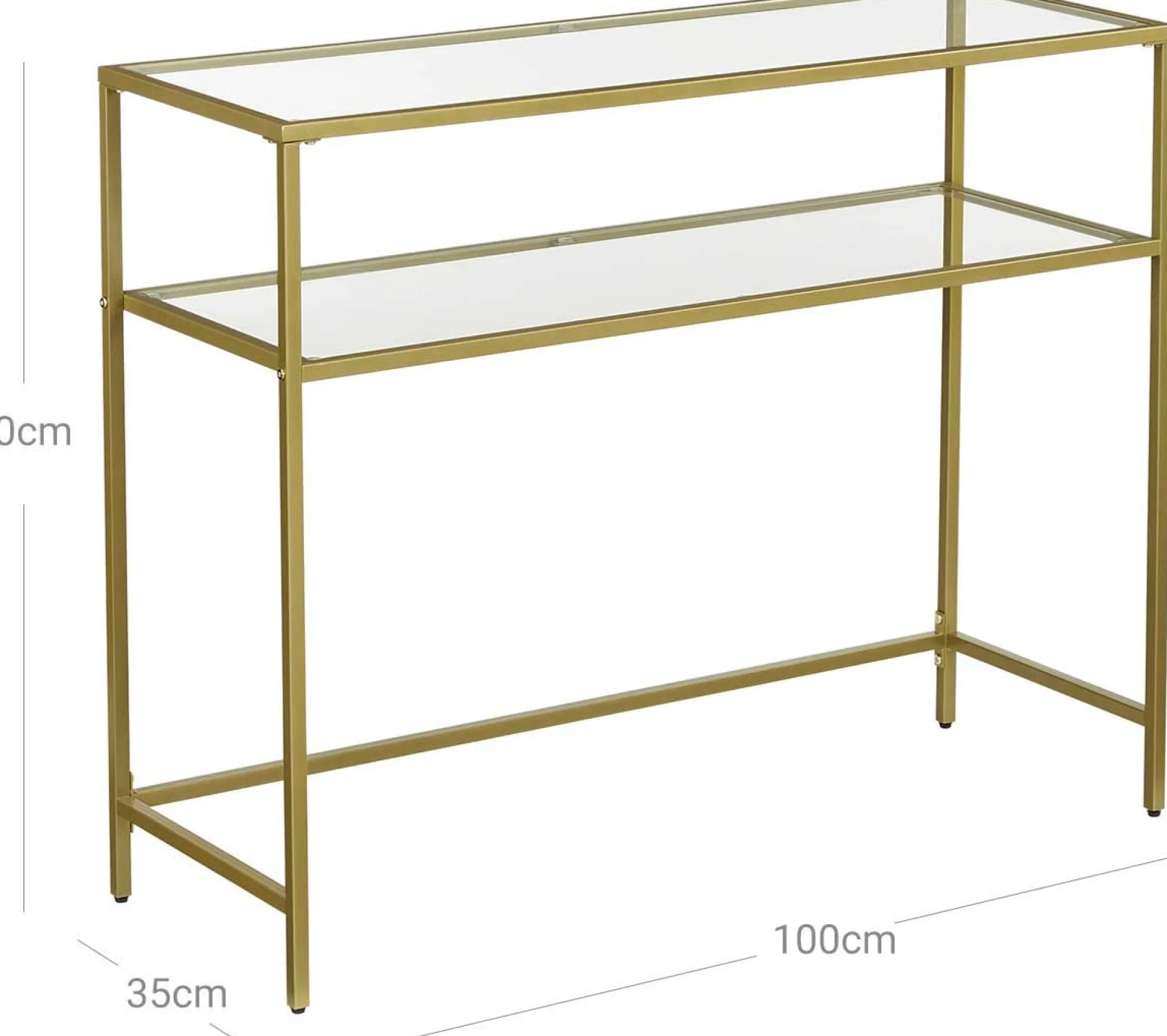 Vasagle Konsolentisch - Modern 2 Regale aus gehärtetem Glas mit Metallrahmen und verstellbaren Füßen