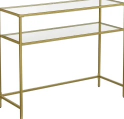 Vasagle Konsolentisch - Modern 2 Regale aus gehärtetem Glas mit Metallrahmen und verstellbaren Füßen