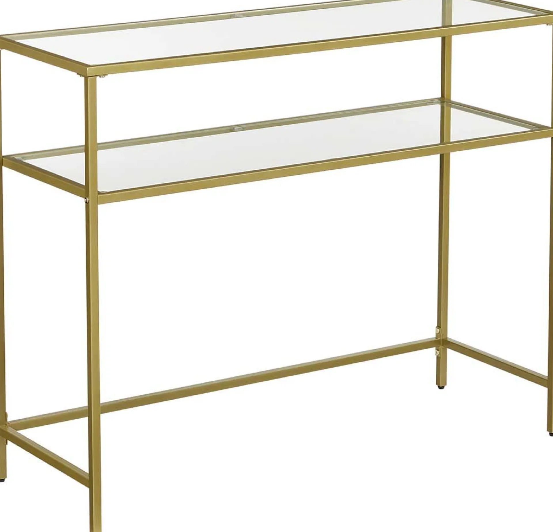Vasagle Konsolentisch - Modern 2 Regale aus gehärtetem Glas mit Metallrahmen und verstellbaren Füßen