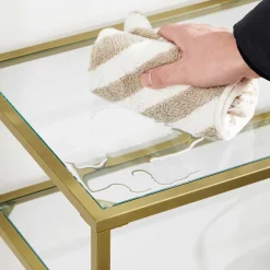 Vasagle Konsolentisch - Modern 2 Regale aus gehärtetem Glas mit Metallrahmen und verstellbaren Füßen