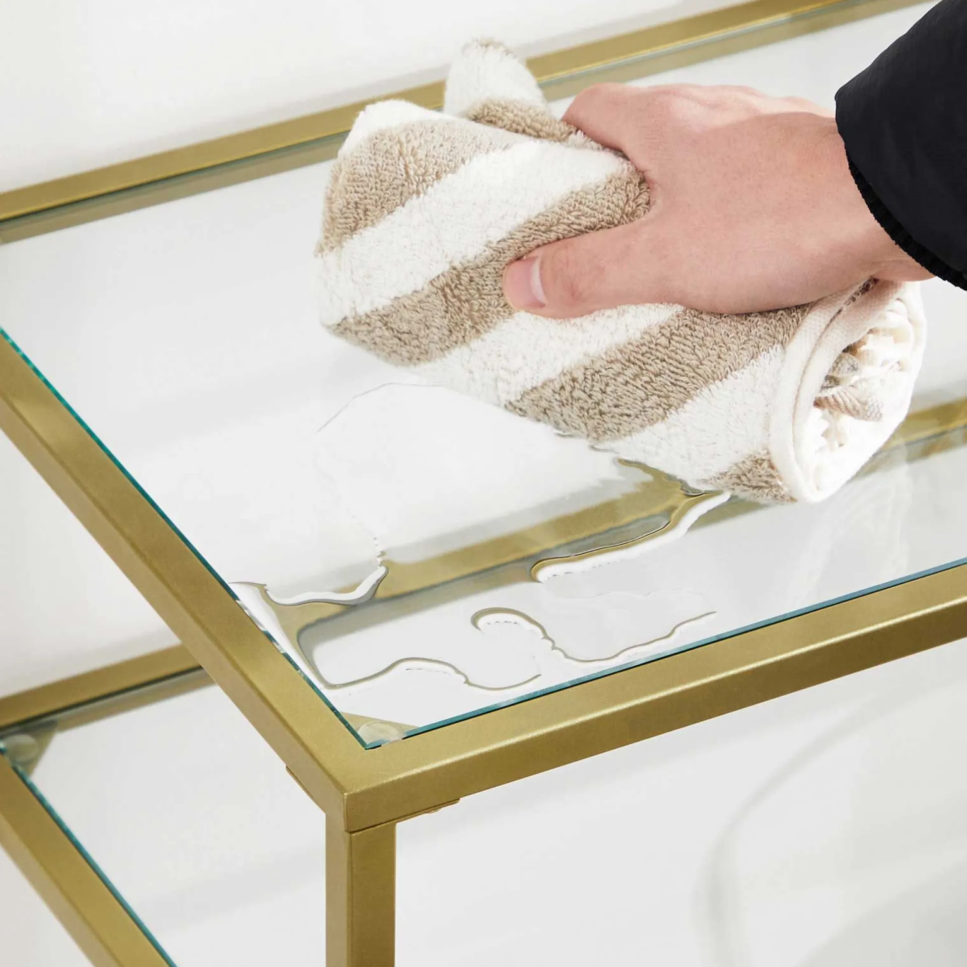 Vasagle Konsolentisch - Modern 2 Regale aus gehärtetem Glas mit Metallrahmen und verstellbaren Füßen