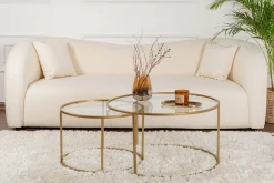 Emob Gold-Transparent Couchtisch-Set | GEHÄRTETES GLAS | Gold
