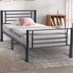 Graues Metallbett Sammy 90x200 | Rahmen 97x210 | H-H 80