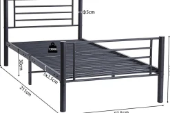 Graues Metallbett Sammy 90x200 | Rahmen 97x210 | H-H 80