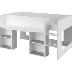 Habhochbett Rue 90x200 mit Schreibtisch - weiß/grau oder weiß/rosa
