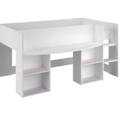 Habhochbett Rue 90x200 mit Schreibtisch - weiß/grau oder weiß/rosa