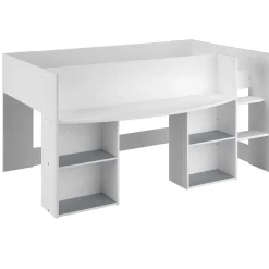 Habhochbett Rue 90x200 mit Schreibtisch - weiß/grau oder weiß/rosa