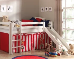 Halbhochbett Astrid weiß mit Rutsche - Zelt Zirkus