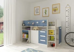 Halbhochbett Beau 90x200 mit Schreibtisch - dunkelblau
