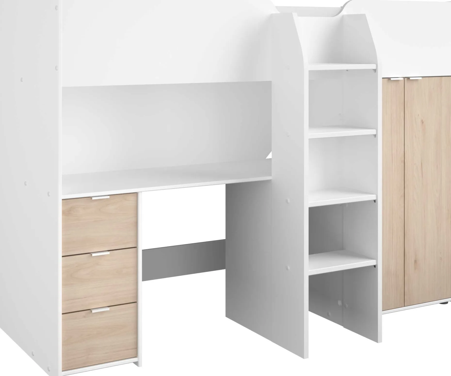 Halbhochbett Bett Neda 90x200cm - weiß/Eiche Dekor