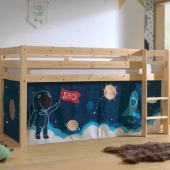 Halbhochbett Charlotte mit Bettzelt Space Shuttle - Kieferholz