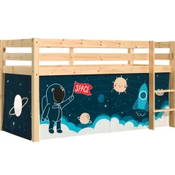 Halbhochbett Charlotte mit Bettzelt Space Shuttle - Kieferholz