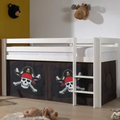 Halbhochbett Charlotte mit Bettzelt Caribbean Pirates - weiß