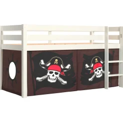 Halbhochbett Charlotte mit Bettzelt Caribbean Pirates - weiß