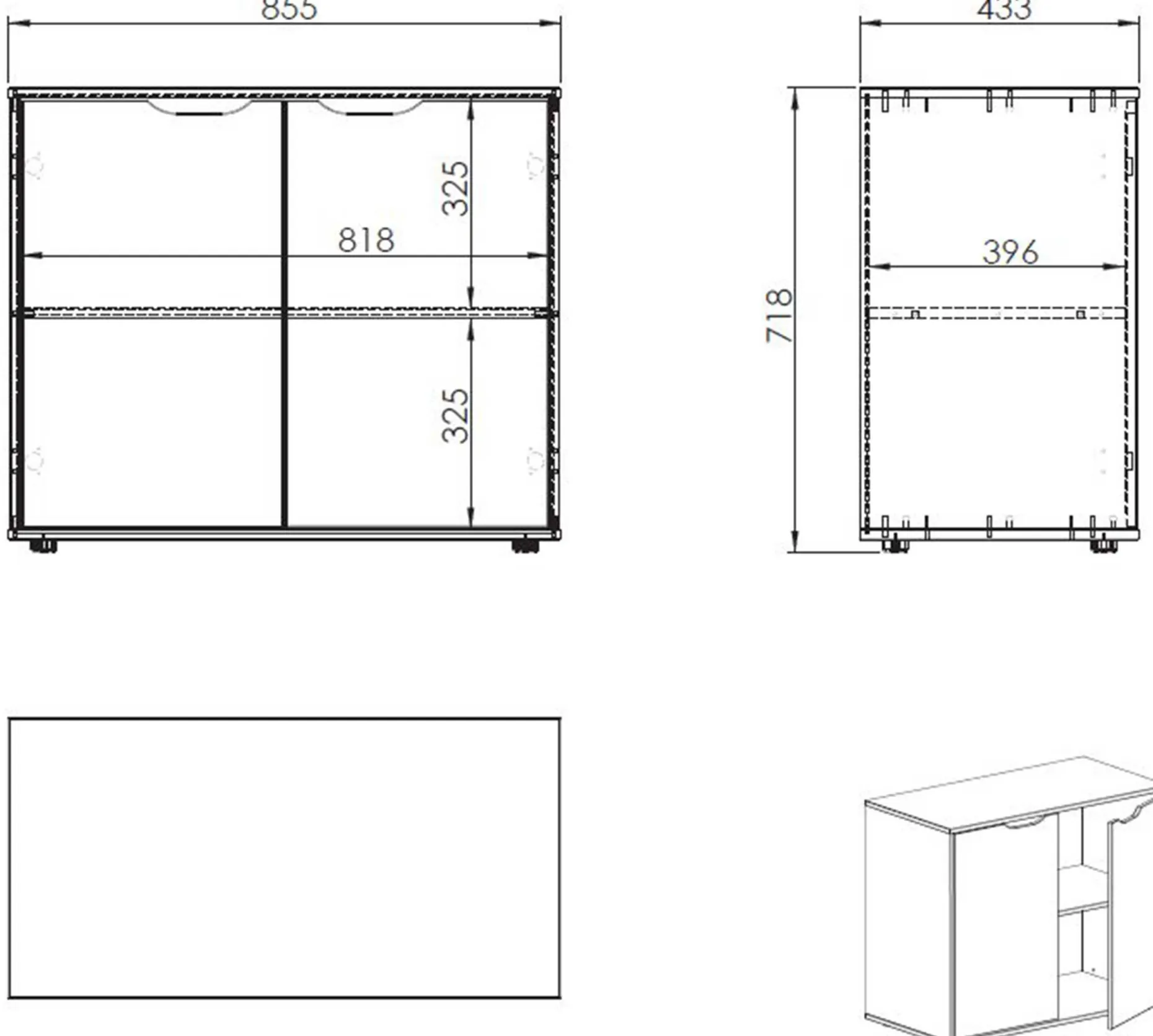 Halbhochbett Charlotte mit Regal, Schreibtisch, Kommode und Kommode - weiß