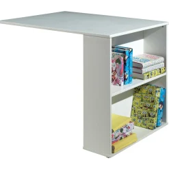 Halbhochbett Charlotte mit Regal, Schreibtisch, Bibliothek und Kommode - weiß