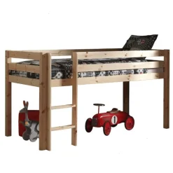 Halbhochbett Charlotte mit Schlafzelt und Betttunnel Spring - Kieferholz
