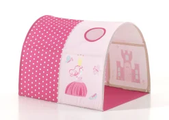 Halbhochbett Charlotte mit Schlafzelt, Tunnel und Aufbewahrungstaschen Princess II - Kieferholz
