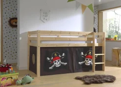 Halbhochbett Charlotte mit Schlafzelt Caribbean Pirates - Kieferholz