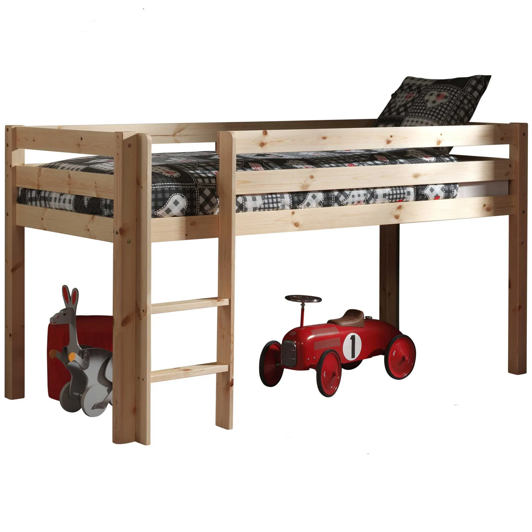 Halbhochbett Charlotte mit Schlafzelt Pet Shop - Kieferholz