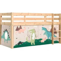 Halbhochbett Charlotte mit Schlafzelt Dino - Kieferholz