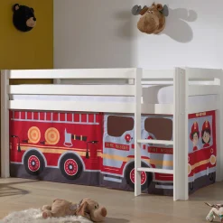 Halbhochbett Charlotte mit Schlafzelt Feuerwehrfahrzeug - weiß