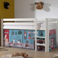 Halbhochbett Charlotte mit Schlafzelt Pet Shop - weiß