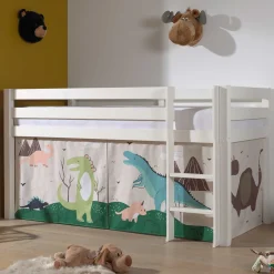 Halbhochbett Charlotte mit Schlafzelt Dino - weiß