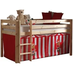 Halbhochbett Charlotte mit Spielzelt Zirkus - Kieferholz