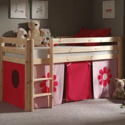 Halbhochbett Charlotte mit Spielzelt Blume - Kieferholz