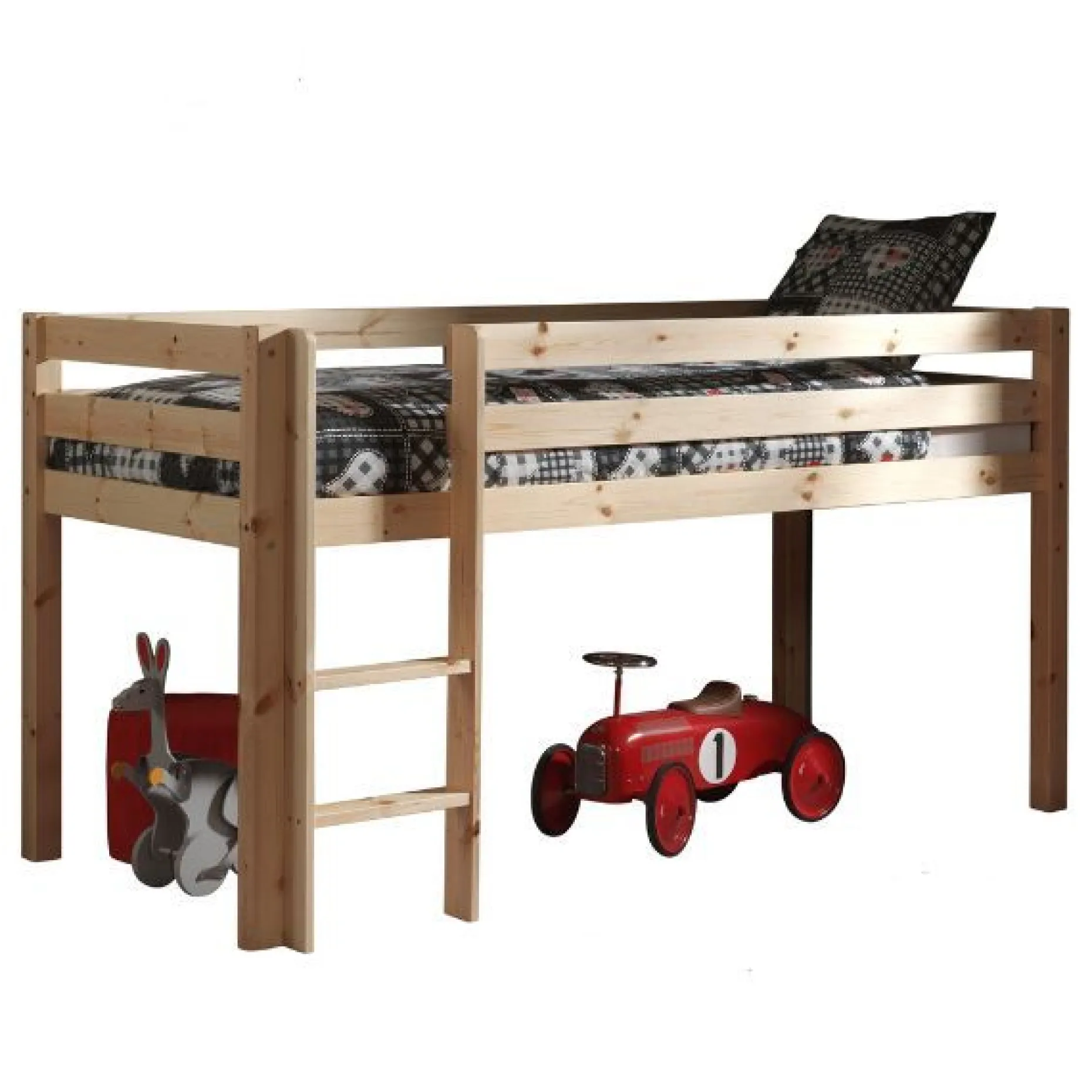 Halbhochbett Charlotte mit Spielzelt Blume - Kieferholz