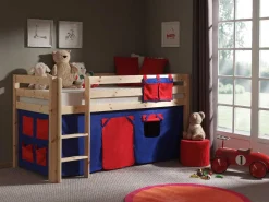 Halbhochbett Charlotte mit Spielzelt Domino - Kieferholz