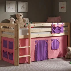 Halbhochbett Charlotte mit Spielzelt Bella - Kieferholz