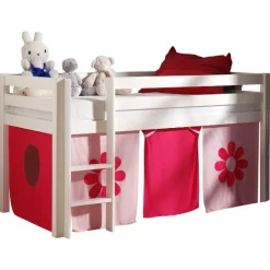 Halbhochbett Charlotte weiß mit Spielzelt Blume