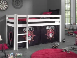 Halbhochbett Charlotte weiß mit Piratenspielzelt