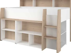 Halbhochbett Duffy 90x200cm mit Schreibtisch - weiß / Eiche Dekor